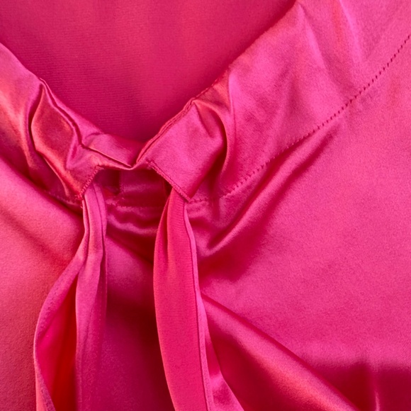 Doncaster Collection 100% Silk Tie-Front Blouse Size 2 Pink - Picture 4 of 10